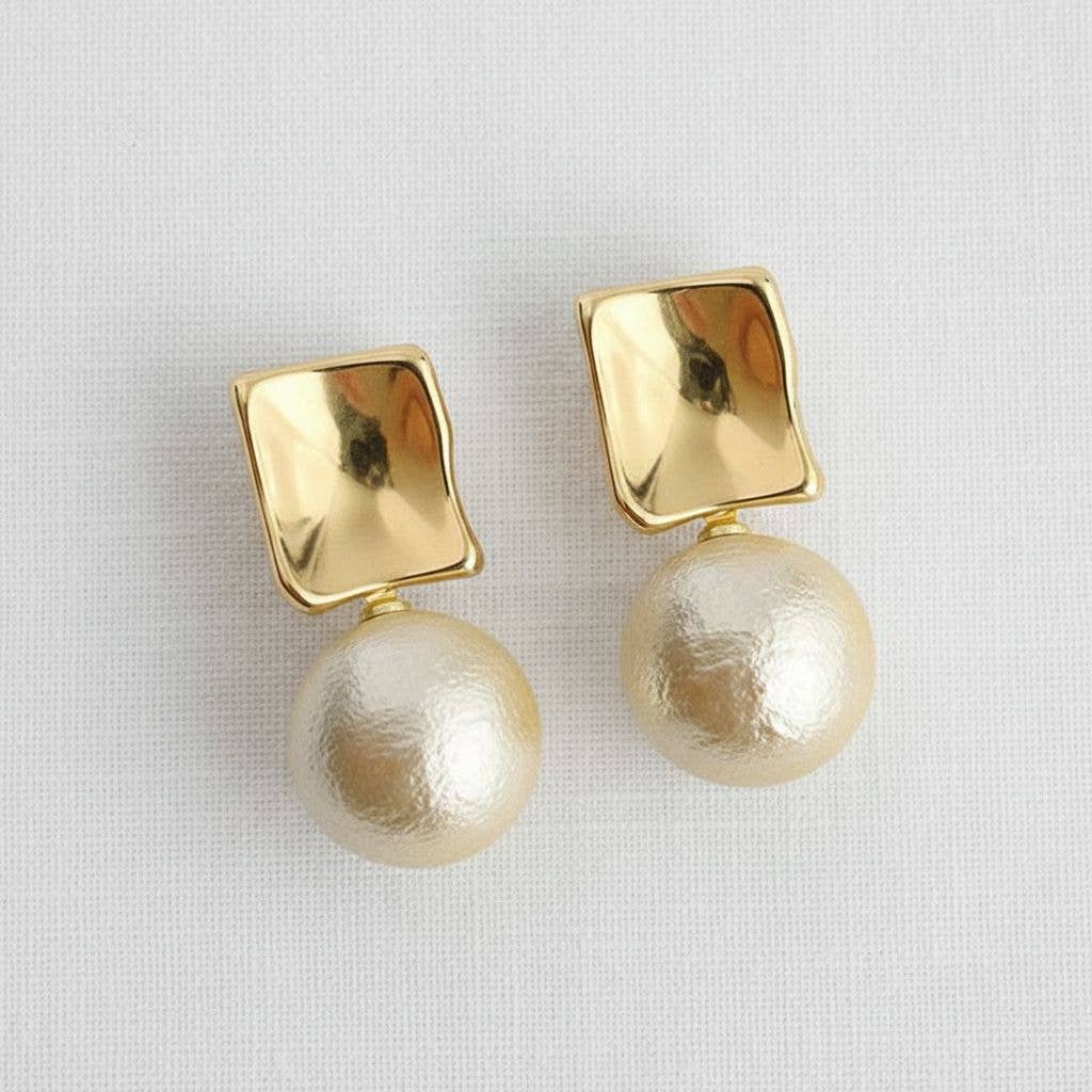 Contemporary Pearl Drop Earrings