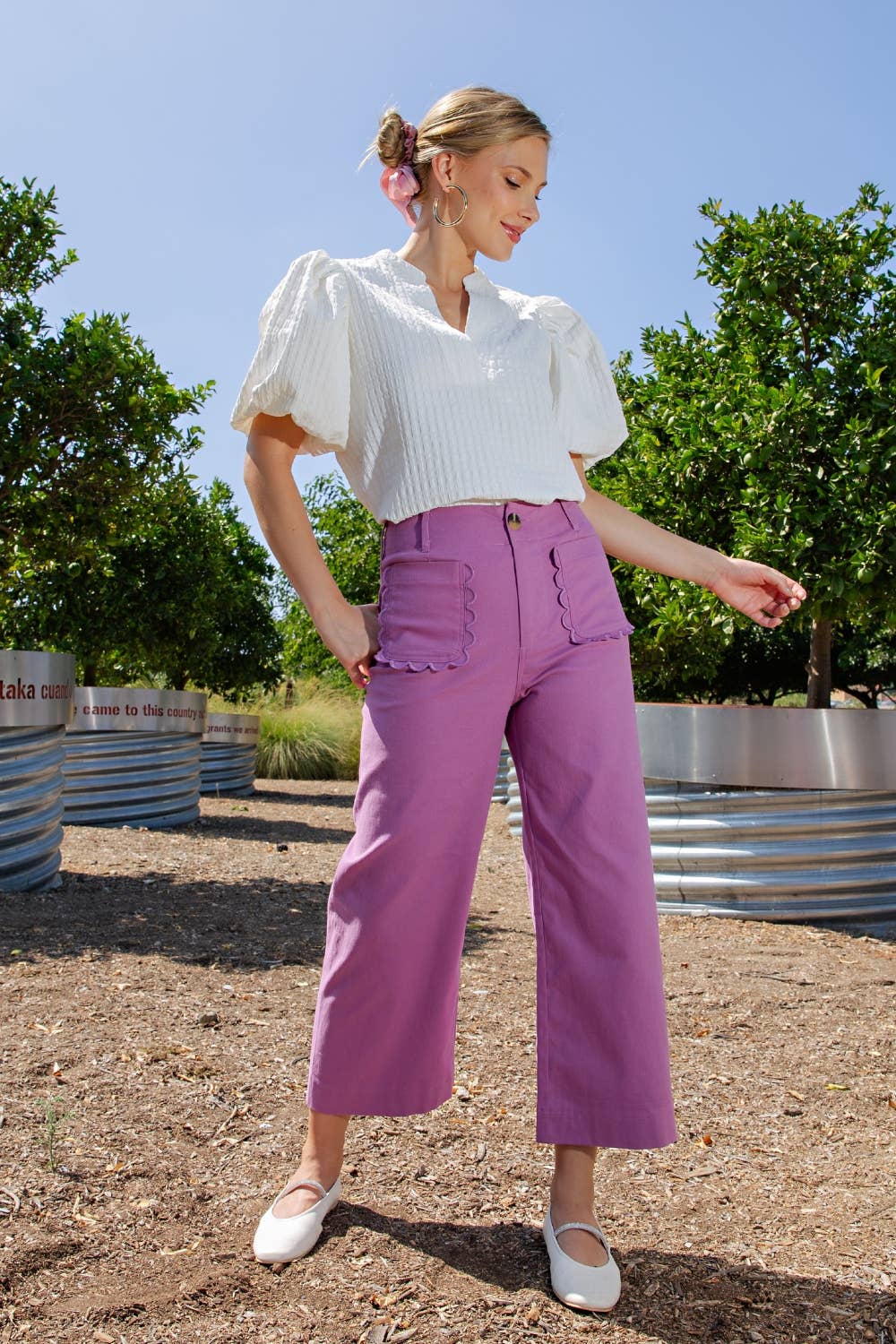Pretty Plum Scallop Pants