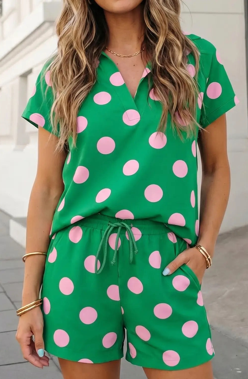 Pink Palm Polka Set