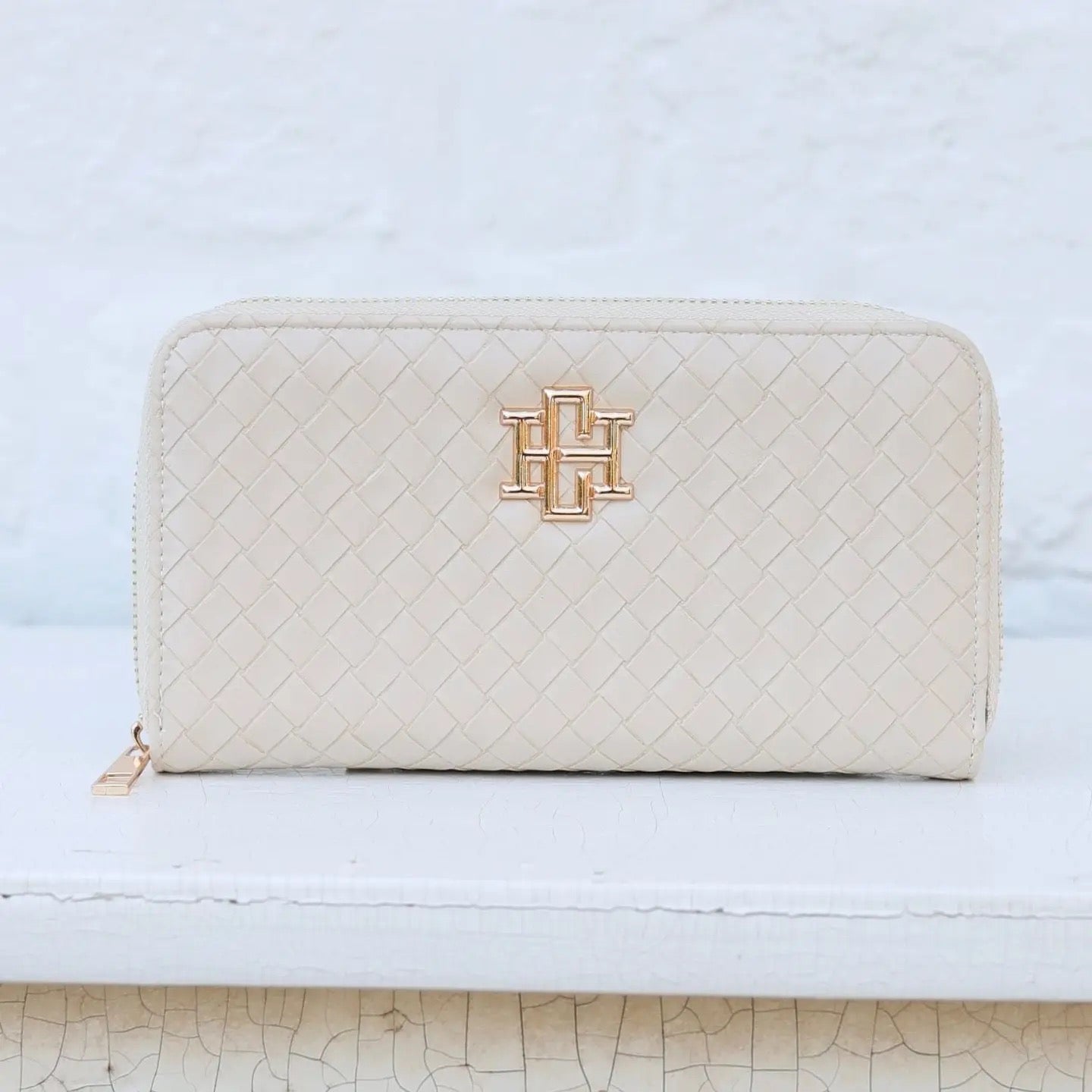 Caroline Hill Penelope Wallet Woven Almond