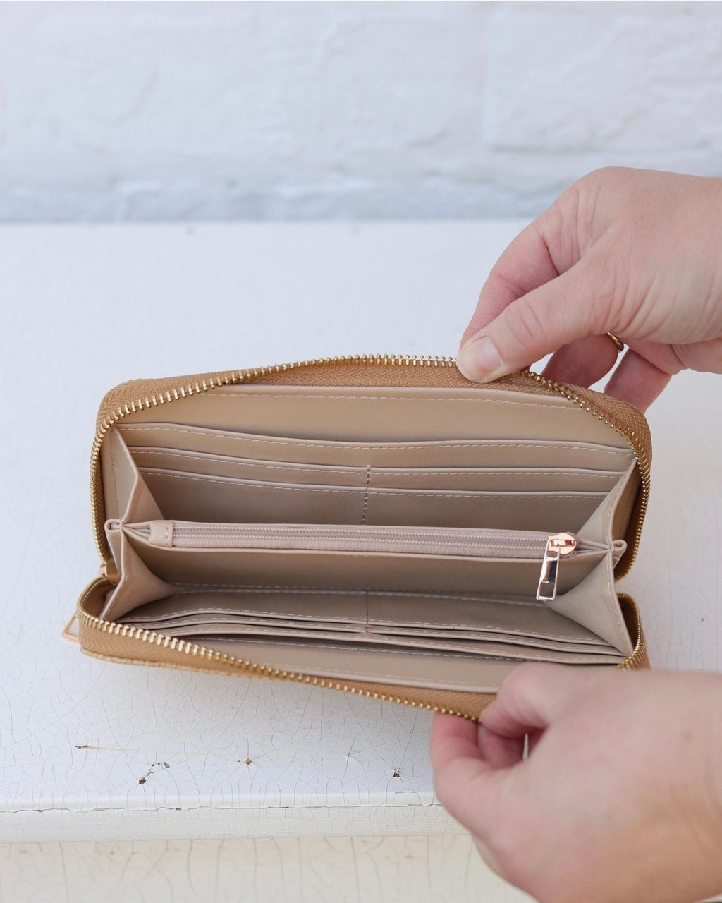 Caroline Hill Penelope Wallet Woven Almond